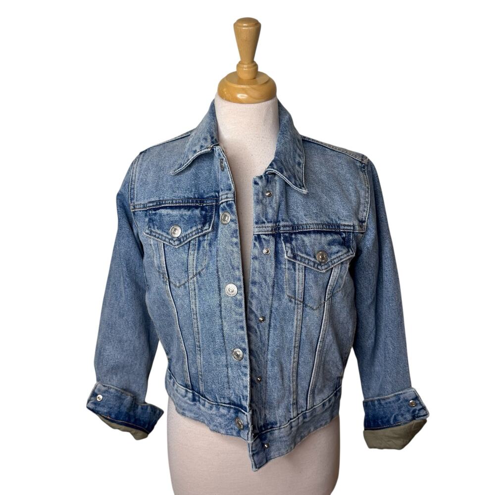 ZARA Sherpa Lined Denim Jacket Size Small